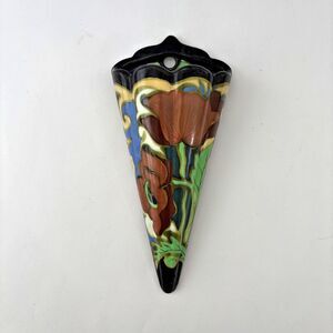 Vintage Gouda Wall Pocket Art Deco Pottery 1930s Floral Made Japan Tulip
